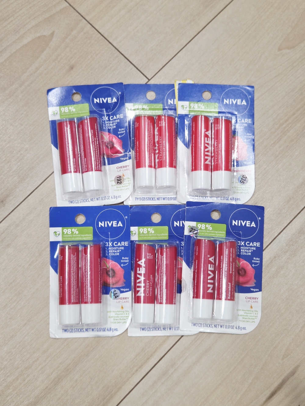 NIVEA Cherry& Straeberry  Lip Care Duo Pack - 6pks